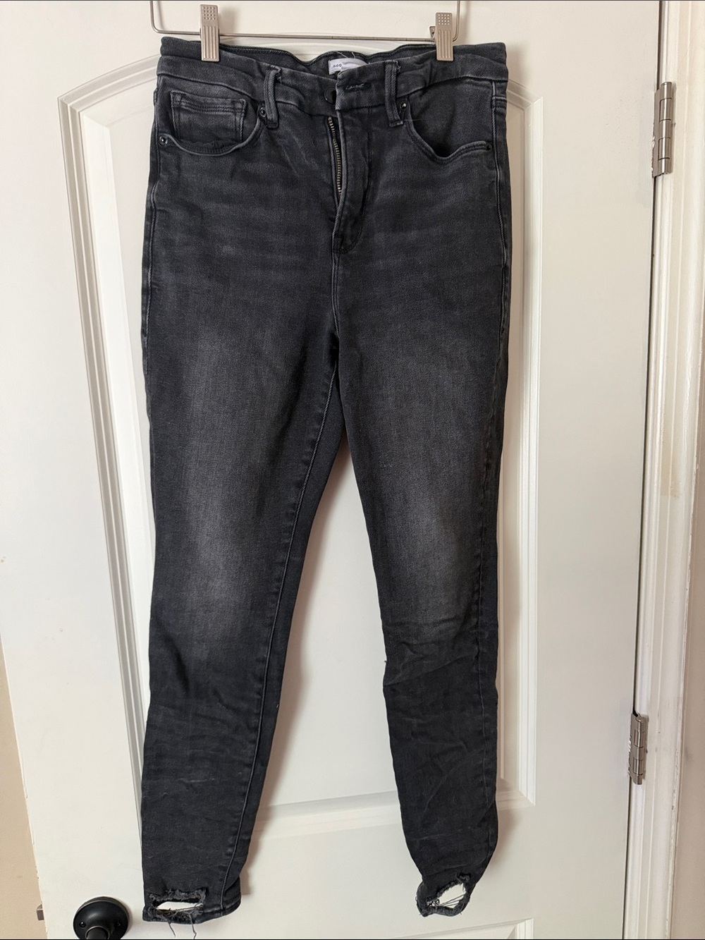 Good American Black Washed High-Rise Skinny Jeans